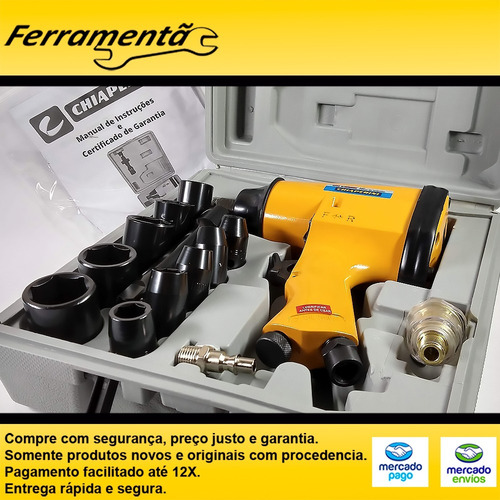 Imagem 4 de 7 de Chave Impacto 1/2 Kit 10 Soquetes Chi 320k Chiaperini Maleta
