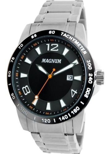 Magnum Ma33086t Prata Relógio Masculino Aço Bateria Extra Cor do bisel Preto Cor do fundo Preto