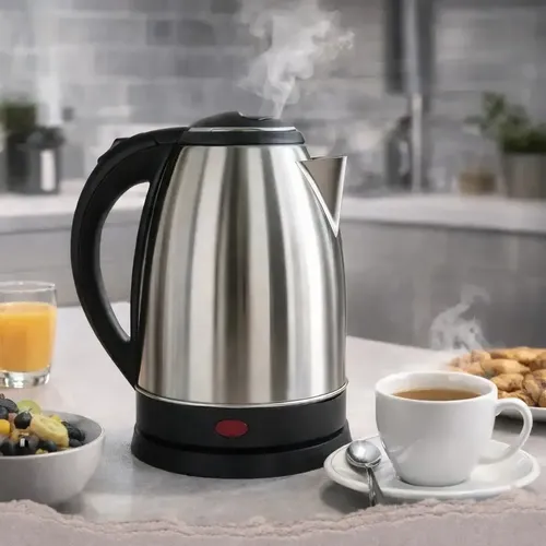 Chaleira Elétrica Startools Inox 2L 1100W Cor Cinza Jarra 2 Litros Prateado Aço Inox 1000W Aquecimento Rápido Ferve Agua Café Chá