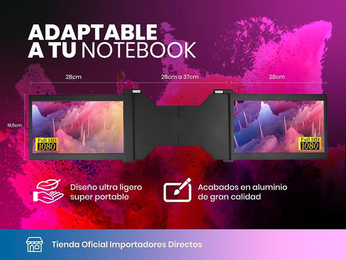 Imagen 5 de 7 de Monitor Gamer Doble 12 Notebook Usb Portátil Home Office