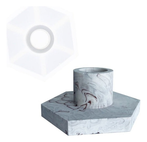 Molde De Silicona Porta Velas Hexagonal Resina