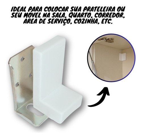 Kit 8 Cantoneiras L Reforçada Fixação Capa Branca + Parafuso