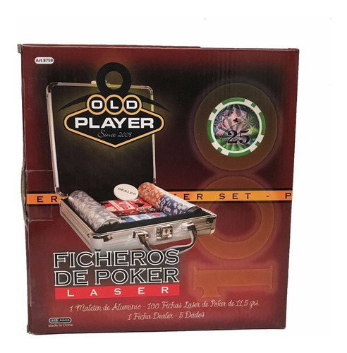 Set De Poker Fichero Old Player 100 Fichas Laser Numeradas