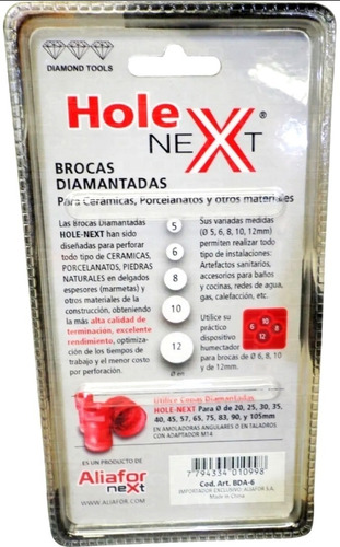 Copa Diamantada Para Porcelanato 6mm Aliafor Holex Bda-6