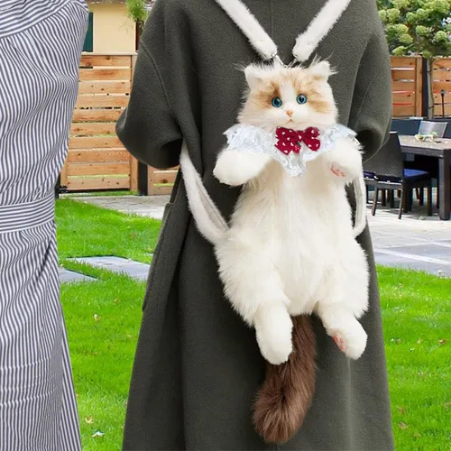 Bonita Mochila De Peluche Con Forma De Gato, Divertida Y A