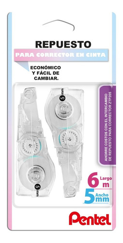 Imagen 1 de 2 de Repuesto De Corrector Pentel Blíster 1 U Ztp205bp-m