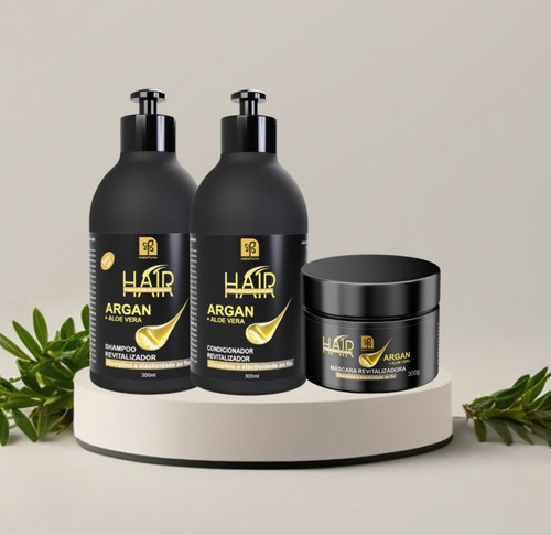 Shampoo Hair Prof. Argan Aloe Vera 300ml Natuflores Kit 3un