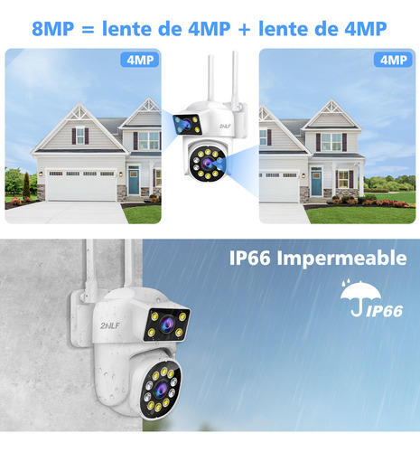 Cámara Seguridad Wifi Dual Lente Exterior Con Led Alarma 8mp