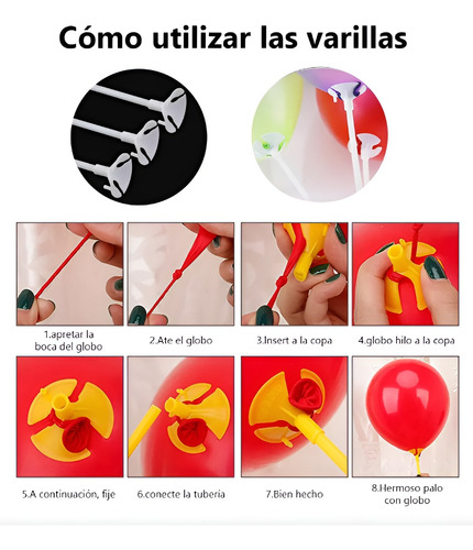 100pcs Popotes Porta Globo Base Burbuja 42cm Fiesta Evento