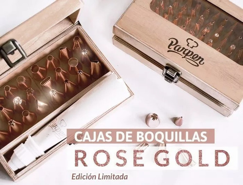 Imagen 3 de 8 de Caja Con 24 Boquillas Grandes Rose Gold Parpen