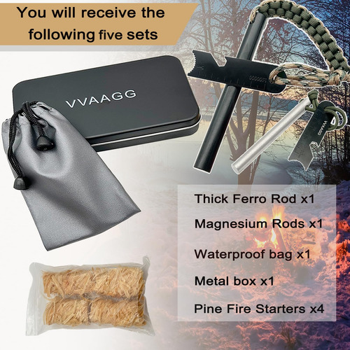 Vvaagg - Kit De Inicio De Fuego De Pedernal Y Acero, Varilla