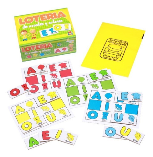 Lotería Vocales Colores Juego Mesa 3 En 1 Didáctico Madera