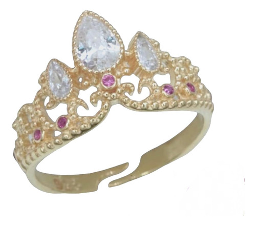 Conjunto Pulsera Mujer,anillo Corona Circonitas Chapado Rosa