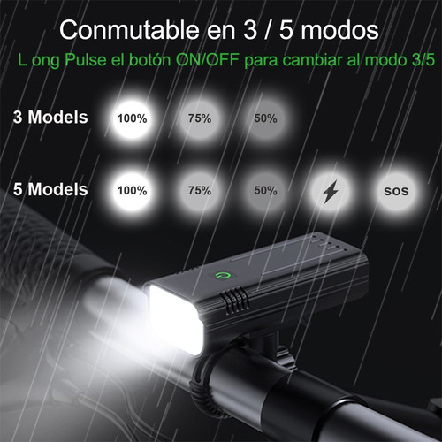 Luces Delanteras 8led 4800 Mah Luz Bicicleta