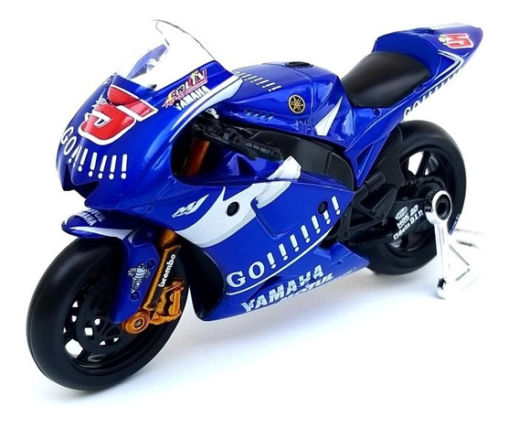 Miniatura moto de corrida Yamaha GO YZR-M1 GP Maisto motinha metal