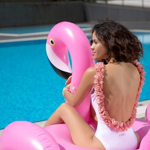 Traje De Baño Sexi Completo Con Flores De Tul En Los Tirante