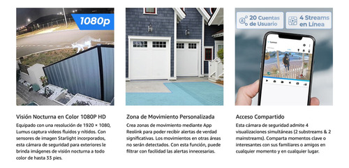 Cámara Seguridad Reolink Lumus Wifi Ip Full Hd Nocturna Ip65
