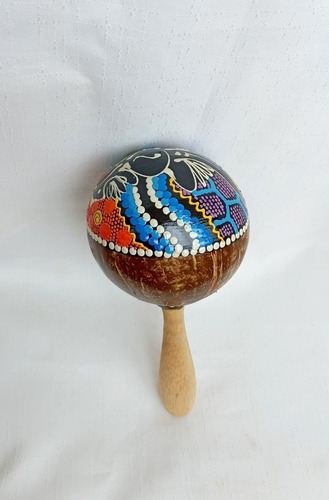 Imagen 2 de 4 de Maraca De Coco Pintada
