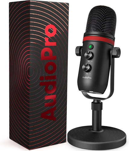  Microfono Condensador Gaming Audiopro X5 Pc/laptop/phone/ps Color Negro