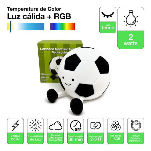 Lámpara Led Recargable Espanta Cuco Para Bebé Niños Rgb Usb