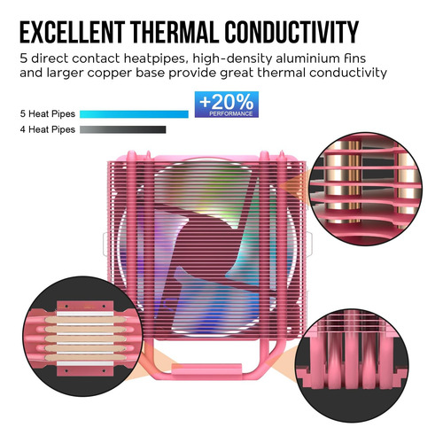 Enfriador De Aire Cpu V5 V5 Con 5 Tuberías De Calor De 120 M