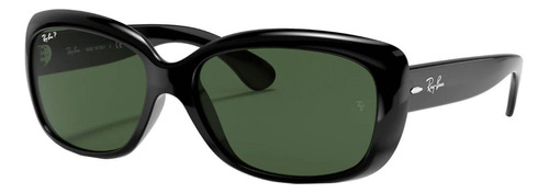 Anteojos de sol polarizados Ray-Ban Jackie Ohh Standard con marco de nailon color gloss black, lente green de cristal clásica, varilla gloss black de nailon - RB4101