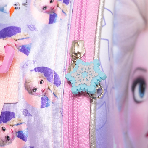 Kit Mochila Frozen Lonchera Lap Original Ruz Con Luz Kinder Rosa Rosa