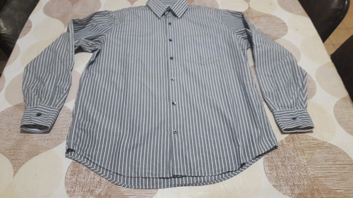 Camisa Manga Larga Banana Republic A Rayas Celeste Y Negro