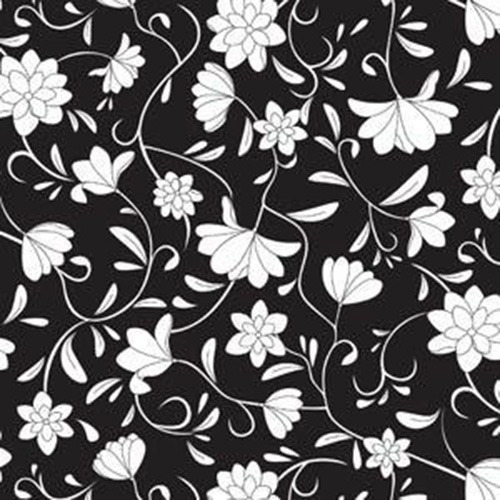 Papel Muresco Vinilico Galia Negro Flor Blanca 461 Soul