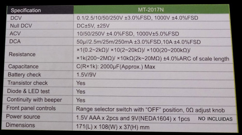 Imagen 4 de 5 de Multimetro Analogico Tester Proskit Mt2017 Profesional Lujo