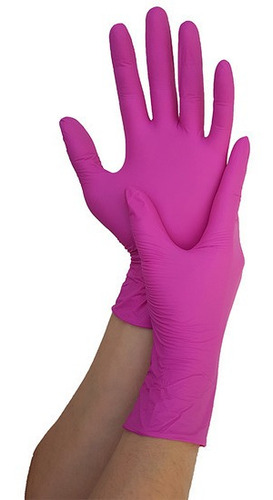 Luvas descartáveis antiderrapantes Supermax cor rosa tamanho P de nitrilo x 100 unidades