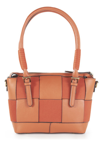 Bolsa Satchel Cloe Para Mujer Chica Look Tejido Color Naranja