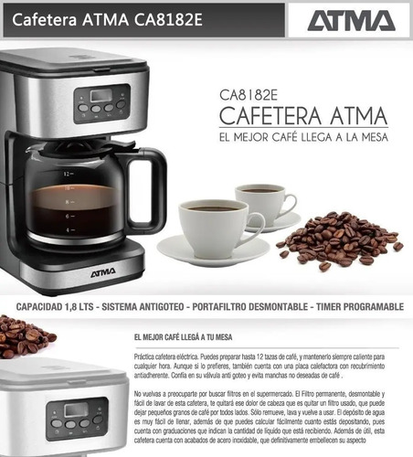 Cafetera Atma Ca8182e Con Timer Y Reloj Digital | Envío gratis