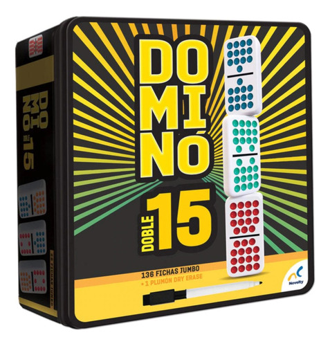 Domino Cubano Doble 15 Con 15 Trenes,arrancador Y Plumón