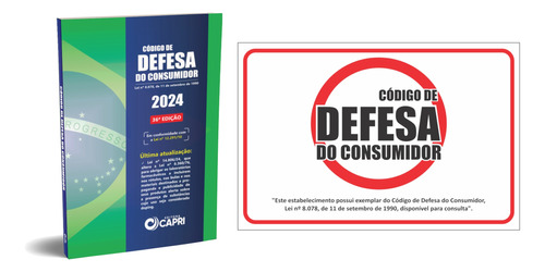 Livro Físico Código De Defesa Do Consumidor 2024 + Placa Adesiva - Editora Capri