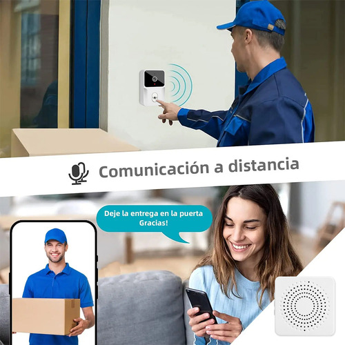 Timbre Hancdon M6 Inteligente Inalámbrico Con Cámara Timbre Inalámbrico Impermeable Para Puerta, 1 Transmisor Y 1 Receptor, Videollamadas Interactivas En Tiempo Real Función De Cambio De Voz