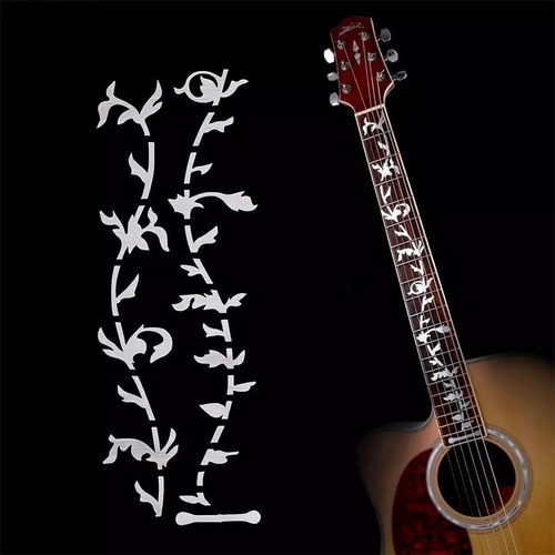 Imagem 1 de 7 de 2 Adesivos Marcador Escala Floral Refletivo Violão Guitarra