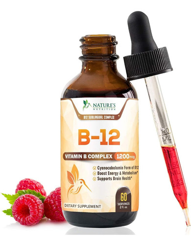 Nature's Nutrition | Vitamin B12 | 1200mg | 2fl Oz | 60 Serv