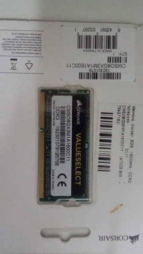 Kit 06 Unidade Memória Ddr3 Corsair1x8gb Cmso8gx3m1c1600c11