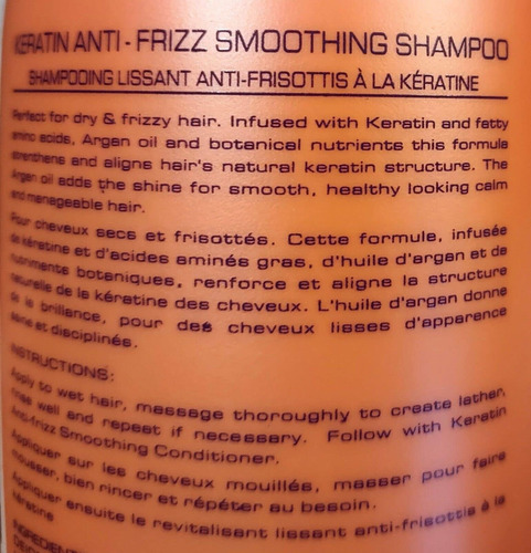 Shampoo Suavizante Anti-frizz Com Queratina Bio Pureoils