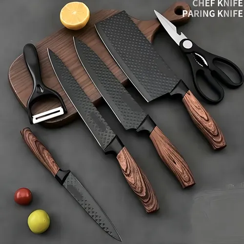 Kit Jogo De Facas Inox Corte Afiado Antiaderente Presente Cor Mar...