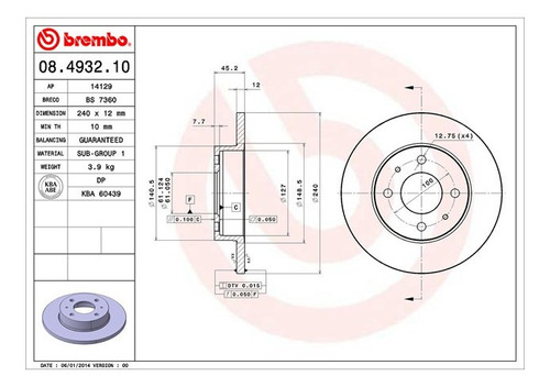 Disco Delantero Ns Tsuru Gs I Austero 1996 Al 2002 Brembo