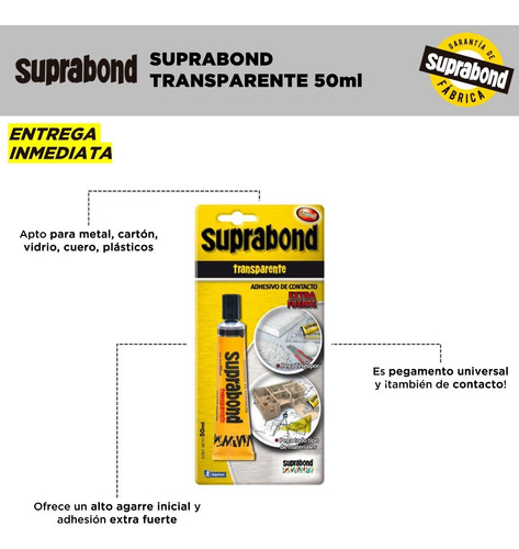 Adhesivo Suprabond Transparente Extra Fuerte 50ml