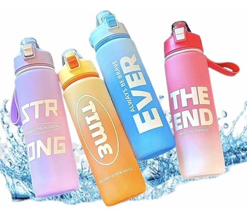 4 Botes Vasos Agua Motivacional Gym Casual Escuela Stickers