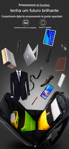 Mochila Urbana Biaowang Executiva Escolar Viagem Impermeável 4603 Cor Preto Com Cinza
