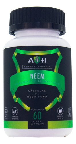 Suplemento Neem Puro De 60 Cápsulas 500 Mg A4h Sabor Sin Sabor