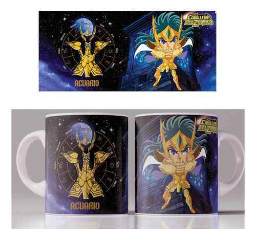 Taza Ceramica Caballeros Del Zodiaco Camus De Acuario Cafe