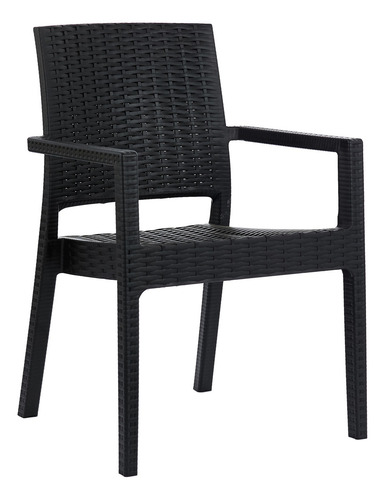Sillon De Jardin Milano Rattan Exterior Apilable Color Negro Garden Life