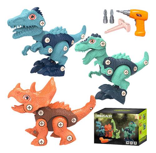 3 Modelos Juguete De Dinosaurio Niño Diy Montaje Herramienta