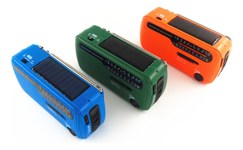 Radio Solar Recargable Con Manivela, Linterna Led Am/fm/sw*